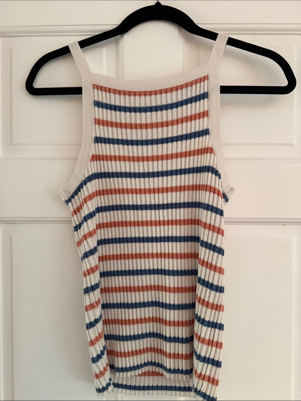 Madewell Striped Ribbed Tank in Cream with Blue & Rust